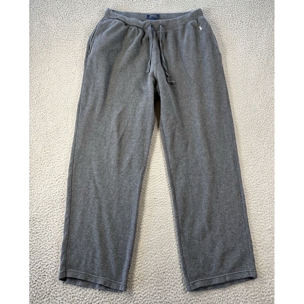 Polo Ralph Lauren Pajama Set Mens XL Gray Waffle Knit Thermal Short Sleeve - Picture 8 of 12
